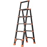 Stufenleiter Leiter Stehleiter Startseite Teleskopleitern Typ A Klappleiter Aus Aluminium Robuste Tragbare Trittleitern 330 Lb Teleskopleiter Klappleiter (Color : Black, Size : 5 Step Ladder)