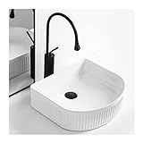 Bathroom Sink/Waschbecken Bad 16 'x 14' Badezimmerwaschbecken, Aufsatzwaschbecken aus Keramik mit Wasserhahn, weißes Waschbecken Badwaschbecken (Color : Black Faucet Set)