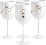 4 Stück Moët &Chandon Ice Imperial Sektgläser Set，0.48L Acryl-Glas Mote Rose Champagnergläser,Wine Party Flöte Kunststoff Weinglas Sektglas, Weiß