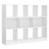 VASAGLE Bücherregal, Standregal, Aufbewahrungsregal mit 11 Fächern, für Wohnzimmer, Arbeitszimmer, Kinderzimmer, Schlafzimmer, weiß LBC054T14