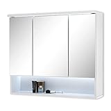 Best Bathroom Mirror Cabinet with LED Lighting in White - Bathroom Mirror Cabinet with Lots of Storage Space -99 x 70 x 23 cm (W x H x D)