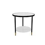 Nachttische 2-stufiger Marmor-Couchtisch, multifunktionaler runder Beistelltisch für den Innenbereich, Wohnzimmer, Sofatisch, Hotel-Nachttisch, Korbtisch (Farbe: Nr. 9, Größe: 50 x 50 x 58 c