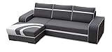 ALTDECOR Ecksofa Links mit Schlaffunktion und Bettkasten mit Gasdruckfeder, Polstercouch in L-Form Links angeordnet, rückenecht gepolstert, ideal als Gästebett 285x165x90 cm - Dunkelgrau/Weiß