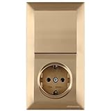 Mutlusan CANDELA Set: Lichtschalter/Ausschalter/Schalter und Steckdose mit 2 fach Rahmen - Unterputz, Einbau - Gold, goldfarben, Messing, Bronze, Kupfer