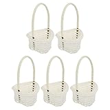 Cabilock 5 Stücke Geflochtener Blumenkorb Hochzeitskorb mit Henkel Obstkorb Rattankorb Blumenmädchen Körbchen Streukorb Wicker Basket Aufbewahrungskorb für Hochzeit Tischdeko Landhaus Deko