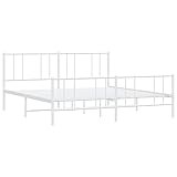 Tidyard Bettgestell Gästebett Bett Bettrahmen mit Kopfteil Doppelbett/Einzelbett Designerbett Schlafzimmerbett Schlafzimmermöbel Metallbett Jugendbett 193 x 203 cm (B x L) Stahl Weiß