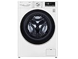 LG F4WV709P1E, Klasse A, Frontlader-Waschmaschine 9 kg, Wi-Fi, AI Direct Drive, Tiefenreinigung mit Dampf, TurboWash 360°, Große Kapazität, Außentür aus gehärtetem Glas, 62 x 60 x 85 cm ꟷ Weiß