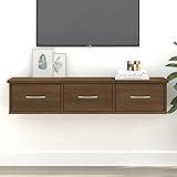 ZEYUAN Wandschrank, Hängeschrank, Fernsehschrank, Sideboard Hängend, Sideboard Tv Lowboard, Tv Cabinet, Braun Eichen-Optik 88x26x18,5 cm Holzwerkstoff