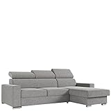 MKS Meble Ecksofa Wohnzimmer - Wohnlandschaft - L-Form Couch mit Schlaffunktion - Bettsofa - Wohnzimmer L Couch - Polstersofa mit Bettkasten - Fox Hellgrau