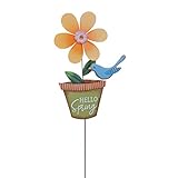 100,1 cm Sonnenblumen-Windspiel, Metall-Windrad mit Pfahl, Outdoor-Dekorative Blumenskulpturen Spinner mit Vase und Vogel, Sonnenblumen-Windspiele für Hof und Garten (grün)