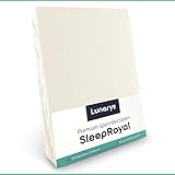 Lunarys® SleepRoyal Luxus Spannbettlaken 180x200 cm - Creme - 250 g/m² Premium Bettlaken - 40 cm Steghöhe - für hohe Matratzen, Boxspringbett/Matratze + Topper & Wasserbett - Stretch Jersey