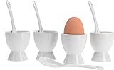 8-tlg. Set Eierhalter für 4 Eier & 4 Löffel Eierbecher Porzellan weiß Set