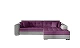 mb-moebel Ecksofa mit Schlaffunktion und Bettkasten | Couch für Wohnzimmer, Schlafsofa Sofagarnitur Sofa Eckcouch L-Form Wohnlandschaft mit Bettfunktion Moreno (RECHTS, Rosa+Grau)