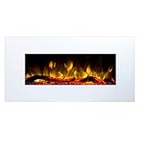 GLOW FIRE Elektrokamin mit Heizung und Kaminfeuer (110 cm) - elektrischer Kamin mit LED-Licht, zuschaltbarem Heizlüfter & Fernbedienung - zum Aufhängen an der Wand - weiß, max. 1500 W