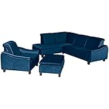 Max Winzer Ecksofa Links mit Sofa 2,5-Sitzer rechts Aaron Samtvelours dunkelblau