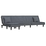 vidaXL Schlafsofa in L-Form Dunkelgrau 255x140x70 cm Samt