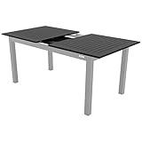 Doppler Ausziehtisch Expert Schwarz/Silber 150/210x90 I Gartentisch ausziehbar I Gartenmöbel Aluminium I Terassenmöbel außen I Outdoortisch für Terrasse & Balkon I Wetterfest & robust