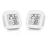 LCD Digital Mini Thermometer Hygrometer Temperatur Luftfeuchtigkeit Messgerät,2 Stück Mini LCD Thermometer für Babyzimmer Wohnzimmer Büro Gewächshaus(Weiß)