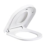 Flipped Warmth Toilettendeckel Familien WC Deckel, Mit Integriertem Kindersitz, Mit Magnet-Anschluss Zu Befestigenden Kindersitz, Abnehmbar Mit Absenkautomatik Antibakteriell, Weiß,D shape