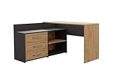 VBChome Schreibtisch 120 x 50 x 76 cm Eiche Artisan - Antrazit Eckschreibtisch mit 3 Schubladen und 2 Fächer Computer-Schreibtisch Bürotisch Computertisch Arbeitstisch PC-Tisch Laptoptisch