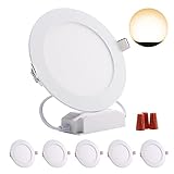 LED Einbaustrahler 230V dimmbar Greenclick 5 x 6W 480LM LED rund Panel Einbauleuchten Ultra flach 13 mm, warmweiß 3000k Deckenleuchte Spots Set für Bad, Wohnzimmer, Küche, Möbel
