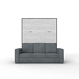 INVENTO Schrankbett mit Sofa - Aufklappbett mit Sofa - 200 x 160 cm - Slate Grey/Monaco Oak - Blue Sofa