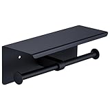 Bdfhjln Doppelter Toilettenpapierhalter Schwarz, Papierhandtuchhalter Aus Edelstahl mit Telefonaufbewahrungshalter