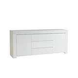 Sideboard Amalfi 2-türig und 3 Schubkasten, 190 x 84 x 50 cm, weiß hochglanz
