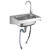Küchenspüle Edelstahl Waschbecken Küchenspüle, 304 Edelstahl-Spüle, Wandmontage, Handwaschbecken für gewerbliche Küche, Hof, Büro, Bar, Wäschespüle, Heimspüle mit Halterung