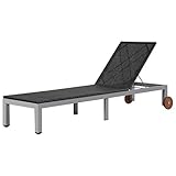 Wakects Klappbare Sonnenliege, Sonnenliege, Sonnenliege, schwarz, moderne Sonnenliege mit Gestell aus Stahl und PE-Rattan 207 x 70 x (31-88) cm für den Außenbereich