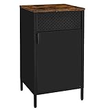 SONGMICS Sideboard, Nachttisch, Beistelltisch, 1 Verstellbarer Einlegeboden, Stahlgestell, 42 x 40 x 76 cm, vintagebraun-schwarz LSC101B01