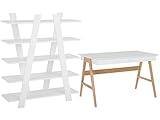 Büromöbel-Set weiß/Heller Holzfarbton 2-teilig Tisch & Regal Escalante/Sheslay
