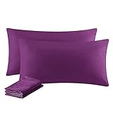 Aisbo Kissenbezug 40 x 80 2er Set - Kopfkissenbezug 40x80 Lila mit Reißverschluss aus Mikrofaser Weich, 40x80cm Pillow Cover