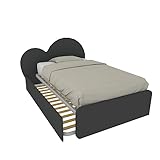 MOBILFINO CAMERETTE CUPIDO120R – Kinderbett mit Herz, 120 x 190 cm, ausziehbares Bett und personalisierbares Kopfteil. Inklusive Netz – links, Basalt