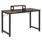 HOMCOM Computertisch Schreibtisch PC Tisch Bürotisch mit Motorhalterung Kopfhorerhaken Industriestil Spanplatte Metall Rustikales Braun+Schwarz 120 x 60 x 73,5 cm