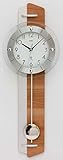 Pendeluhr AMS 5271 Wanduhr mit Pendel Funk , Kernbuche / Aluminium - Applikation Holzrückwand