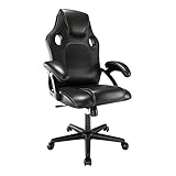 Play haha.Gaming Stuhl Büro Stuhl Drehstuhl Computer Stuhl Ergonomie Konferenz Stuhl Arbeits Stuhl Lordosenstütze PU-Leder Verstellbarer Arbeitsstuhl Gaslift ist SGS-geprüft(Schwarz)