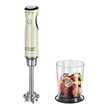 Russell Hobbs Stabmixer [Pürierstab] Retro Creme (Messbecher + Deckel, BPA-frei, spülmaschinenfest, Infinity-Mix-Technologie, für Smoothie, Suppen, Saucen, Babynahrung) Vintage Zerkleinerer 25232-56