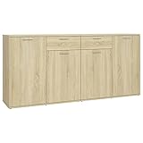 vidaXL Sideboard mit 4 Türen 2 Schubladen Kommode Anrichte Mehrzweckschrank Beistellschrank Schrank Standschrank Sonoma-Eiche 160x36x75cm Holzwerkstoff