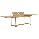 Keketa Ausziehtisch Gartentisch Ausziehbarer Balkontisch Mit Schirmloch Gartentisch Ausziehtisch Holztisch Tisch Esstisch für Garten Terrasse Balkon 180-280x100x75 cm Massivholz Teak