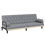 Tidyard Schlafsofa mit Armlehnen Bettsofa Polstersofa Loungesofa Sitzmöbel Couch Bettcouch Schlafsessel Schlafcouch Sitzersofa Wohnzimmersofa Designsofa Stoffsofa Stoff, Sperrholz Hellgrau