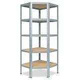 shelfplaza® 200x60x30cm Home Eckregal Schwerlast verzinkt/Metallregal Eckregal stehend 5 Böden je 175kg Tragkraft/Corner Shelf Schwerlastregal Ecke/Steckregal Schwerlastregal Eckregal