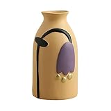 Sharplace Bemalte Keramikvase, Blumenvasen, Heimdekoration, Mittelstücke, minimalistische dekorative Vase, Tischvase für Kaminsims, Schlafzimmer, Regal, GELB