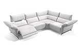 sofanella - Eckcouch CUNEO Ecksofa Ledersofa Eckgarnitur - Weiß