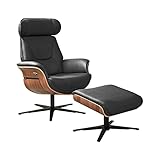 Musterring MR 276 Relaxsessel, Echtleder Torro schwarz, inkl. Hocker