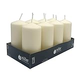 seit 1744 müller KERZEN Set mit 8 Elfenbeinkerzen in Großpackung – 5,7 x 12 cm – 32 Stunden lang brennende Dekokerzen – tropffreies Wachs – rauchfreier Docht – RAL-Qualität – hergestellt in Deutschlan