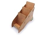 stableco 1x ökologischer Prospektständer DIN A6 vertikal mit 3 Fächer stabiler Flyerständer im natural Design No Plastic! Just Paper! nachhaltiger Prospekthalter Postkartenständer schnell aufzubauen
