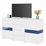 Transplant Hochglanz Weiß Sideboard Lagerung Schrank Einheit mit 16 Farben LED-Leuchten für Esszimmer Wohnzimmer