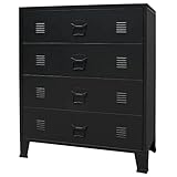 vidaXL Schubladenschrank Metall Industrie-Stil Schwarz Kommode Sideboard