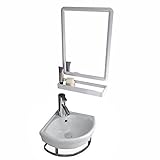 Kleines Eckwaschbecken Zur Wandmontage, Handwaschbecken Klein, Spiegel, Waschbecken, Waschbecken mit Wasserhahn-Kombination und Turmaufhänger (Color : A-Small)
